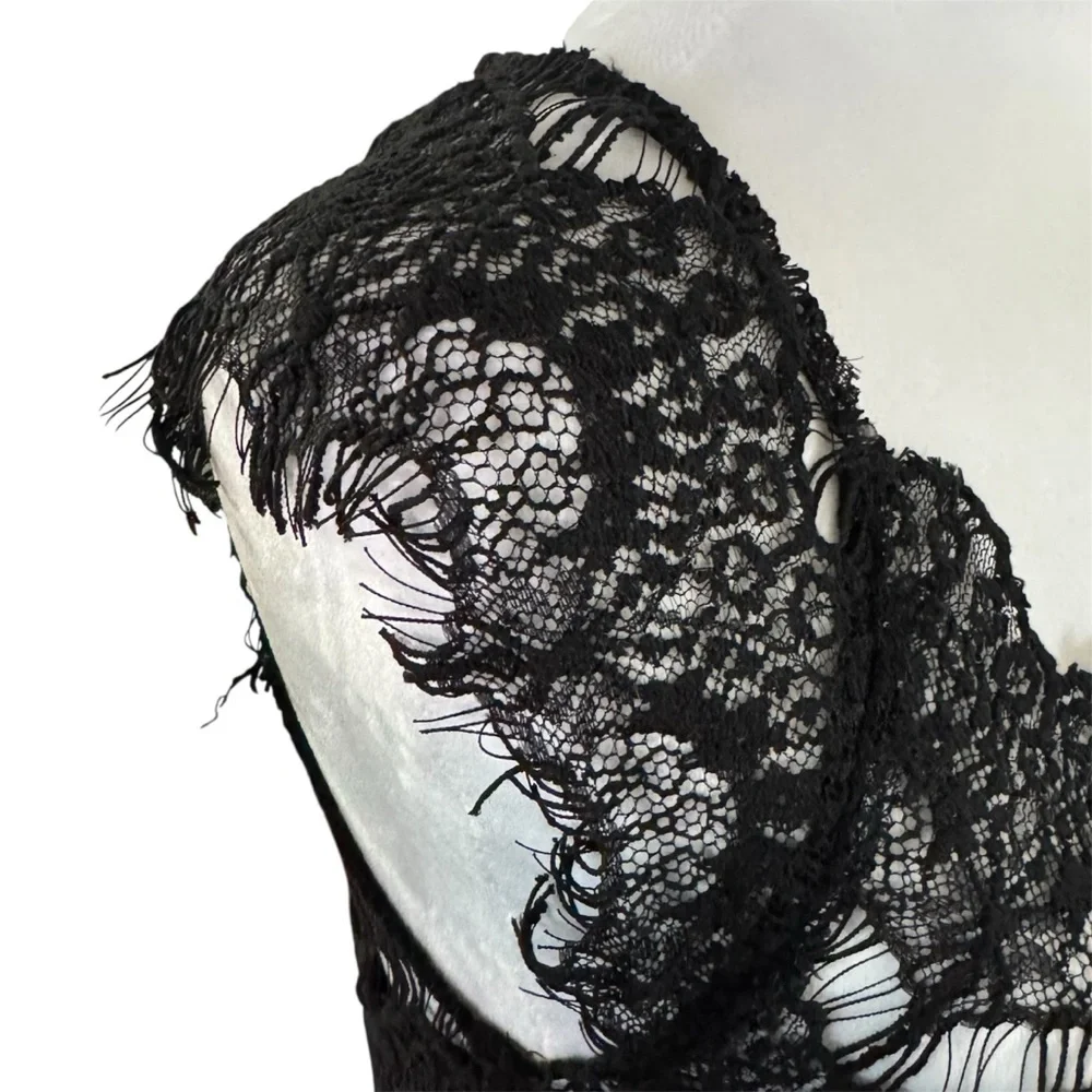 Intimately Free People Peekaboo Lace Hi-Low Dress | Black | S - Picture 8 of 13